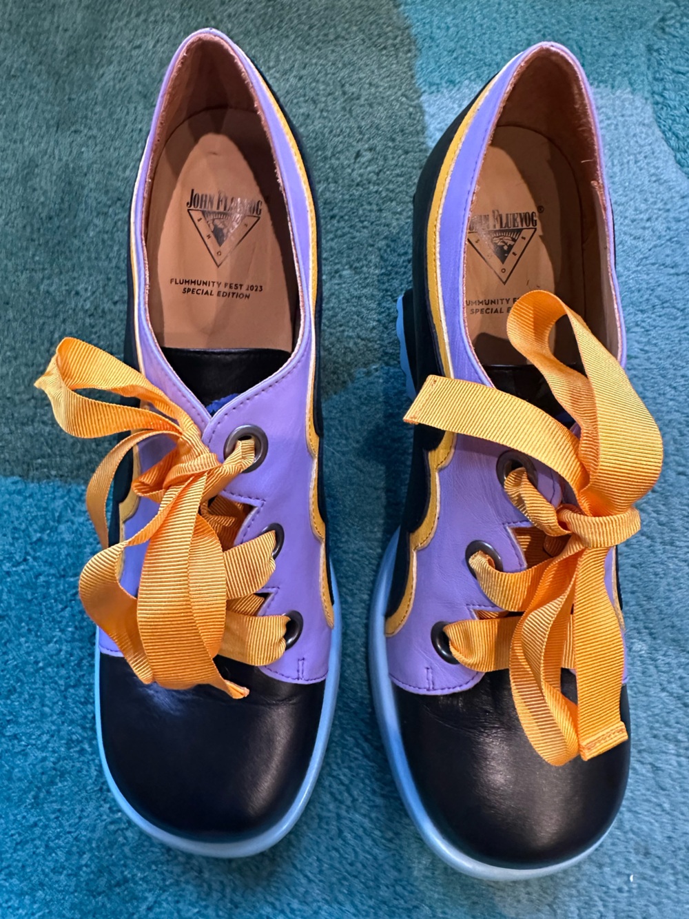 Fluevog NEARLY NEW Stop It Fermare black/purple/yellow lace-up- 11.5 (fits 11) - Picture 10 of 16